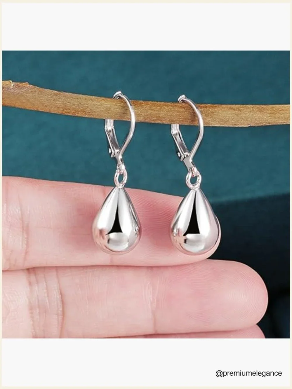 Sterling Silver Teardrop Leverback Dangle Earrings 10mm Lightweight